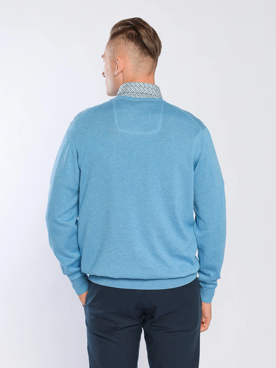 Пуловер хлопковый голубого цвета